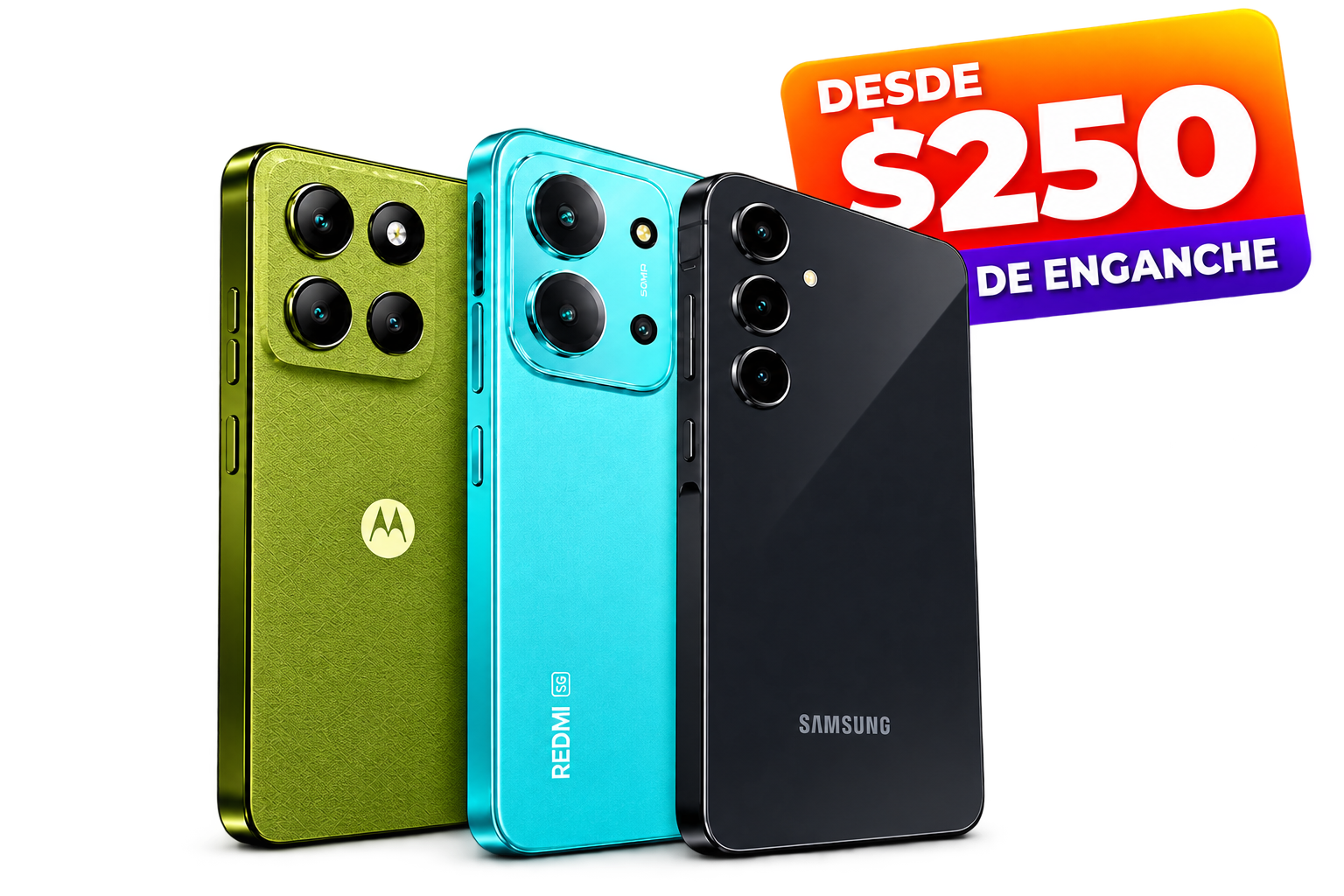 Tres celulares con promoción desde 250 pesos de enganche